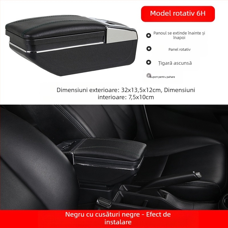 Cutie universală pentru suportul de cot auto – Centrală, Compartiment tip card, Lățime reglabilă, Plastic, 3.0 kg, Personalizare disponibilă