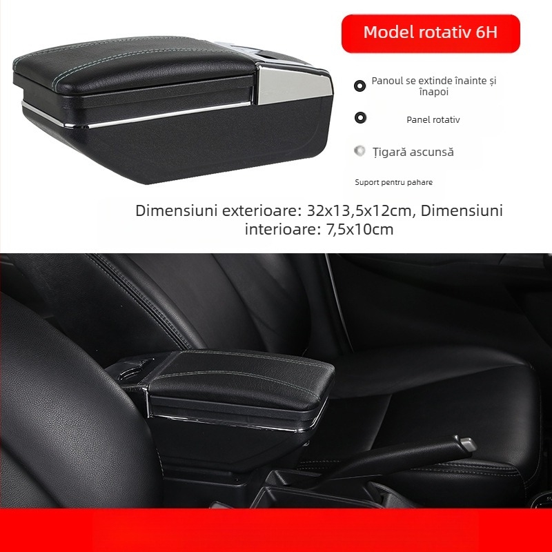 Cutie universală pentru suportul de cot auto – Centrală, Compartiment tip card, Lățime reglabilă, Plastic, 3.0 kg, Personalizare disponibilă