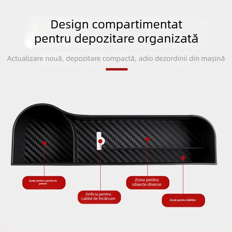 Boxă de depozitare pentru spațiul dintre scaun și consola din mașină – material PP, rezistență la compresie, posibilitate de logo, etichetă privată disponibilă
