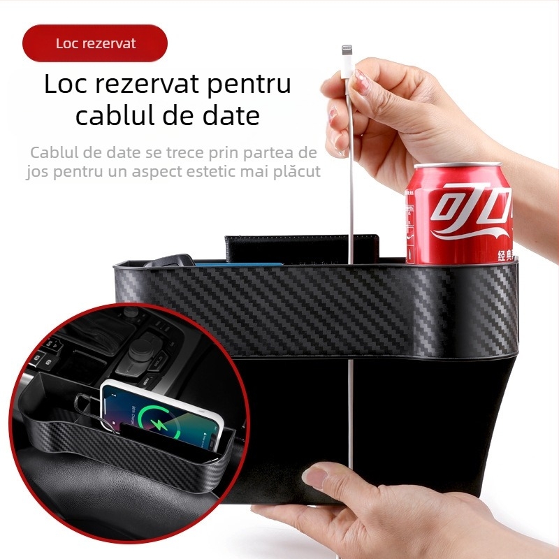 Boxă de depozitare pentru spațiul dintre scaun și consola din mașină – material PP, rezistență la compresie, posibilitate de logo, etichetă privată disponibilă