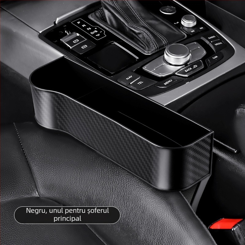 Boxă de depozitare pentru spațiul dintre scaun și consola din mașină – material PP, rezistență la compresie, posibilitate de logo, etichetă privată disponibilă