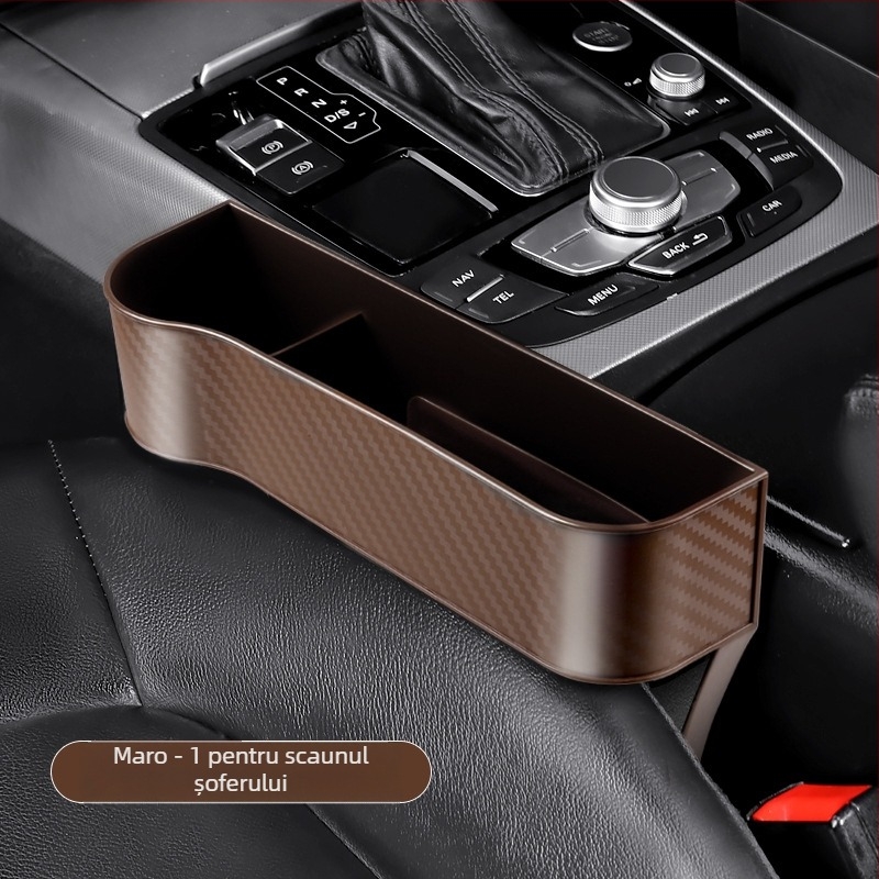 Boxă de depozitare pentru spațiul dintre scaun și consola din mașină – material PP, rezistență la compresie, posibilitate de logo, etichetă privată disponibilă