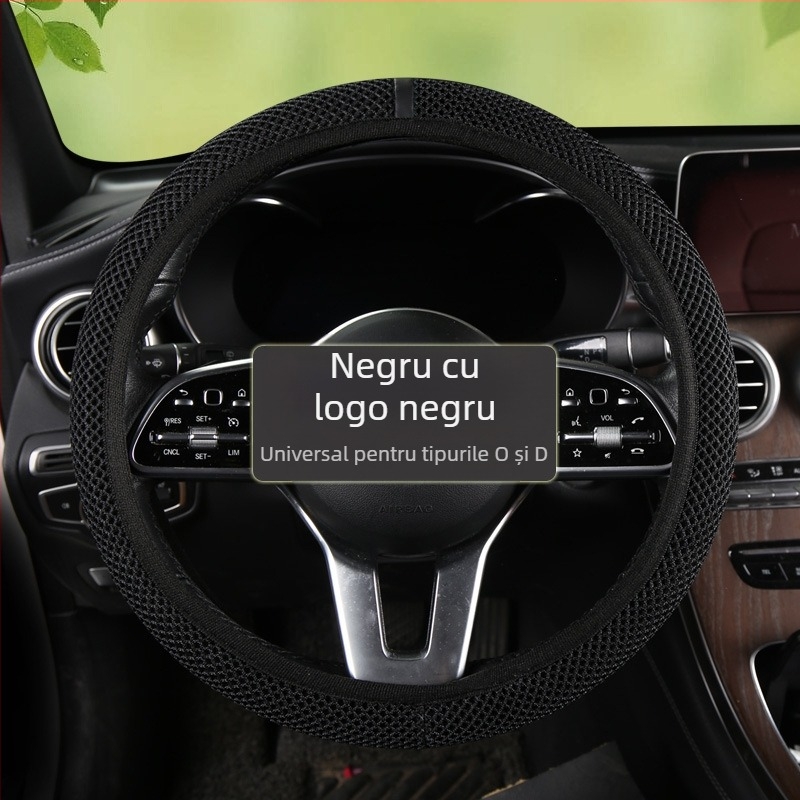 Acoperire volan auto, ice silk absorbant transpirație, plasă respirabilă, suprafață din fibră sintetică, montaj universal, utilizare vară