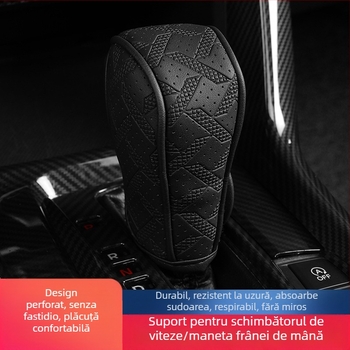 Înveliș din piele pentru schimbătorul de viteze al mașinii, cu model houndstooth, protecție universală împotriva prafului