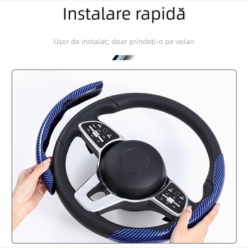 Capac volan auto cu model fibră de carbon, ultra-subțire, prindere din suede, potrivire universală pentru toate anotimpurile