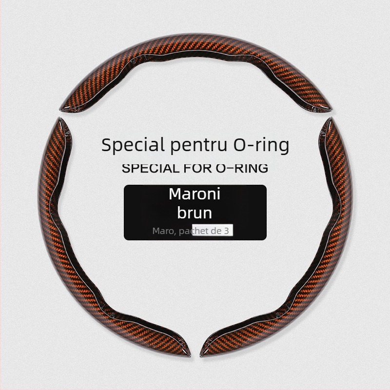 Capac volan auto cu model fibră de carbon, ultra-subțire, prindere din suede, potrivire universală pentru toate anotimpurile