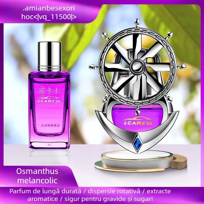 Clip de parfum pentru aerisire auto – suport rotund pentru parfum, ABS placare electrolitică, parfum floral, aromă fructată, 25-50 ml, evaporare 61-90 zile