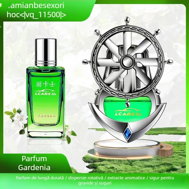 Clip de parfum pentru aerisire auto – suport rotund pentru parfum, ABS placare electrolitică, parfum floral, aromă fructată, 25-50 ml, evaporare 61-90 zile