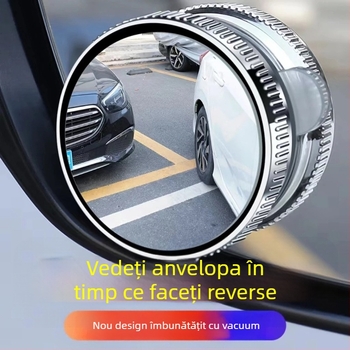 Oglindă retrovizoare circulară pentru mașină, corp metalic, oglindă plată, reglaj 180°, universal compatibil