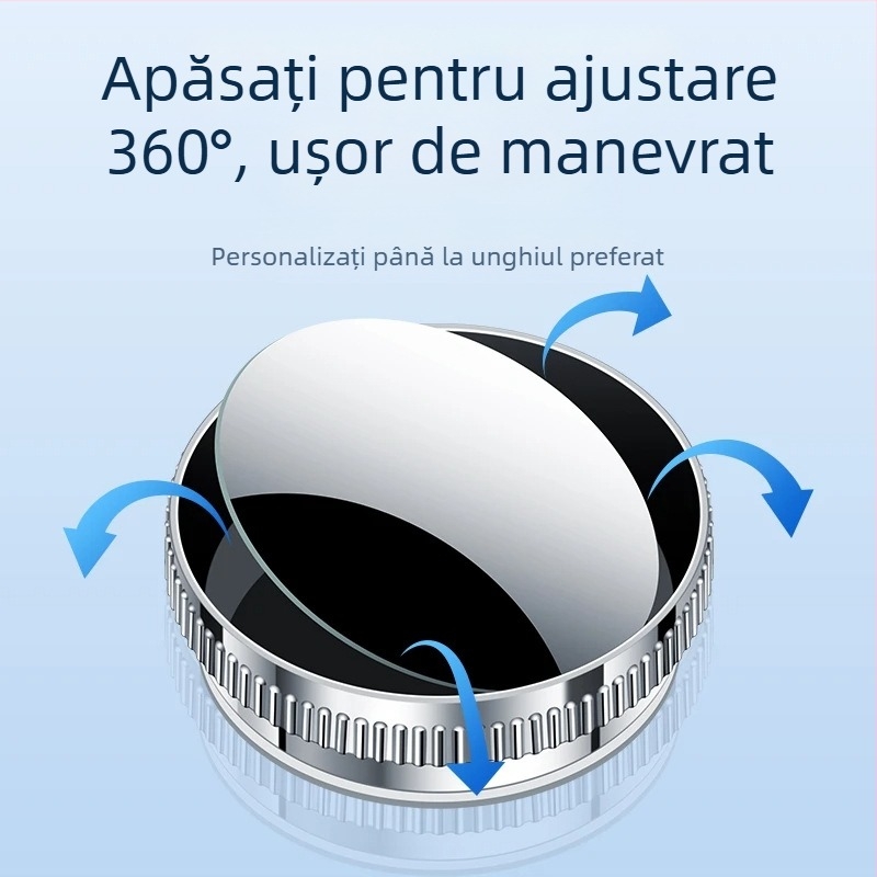Oglindă retrovizoare circulară pentru mașină, corp metalic, oglindă plată, reglaj 180°, universal compatibil