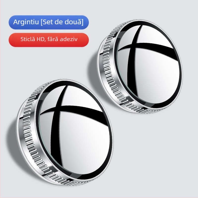 Oglindă retrovizoare circulară pentru mașină, corp metalic, oglindă plată, reglaj 180°, universal compatibil