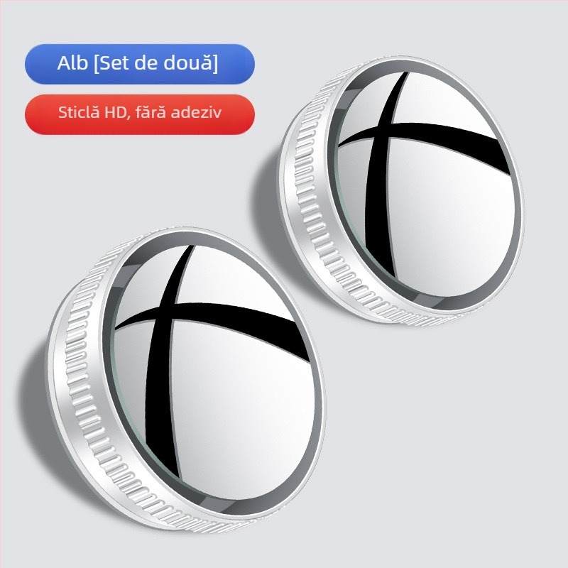 Oglindă retrovizoare circulară pentru mașină, corp metalic, oglindă plată, reglaj 180°, universal compatibil