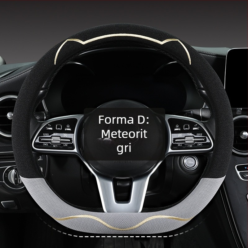 Husă volan auto, material Ice Silk respirabil, design drăguț cu urechi de pisică, montaj universal, pentru toate sezoanele (Brand: Riding Horse; Stil: Cute; Material: Ice Silk; Montaj: Universal)