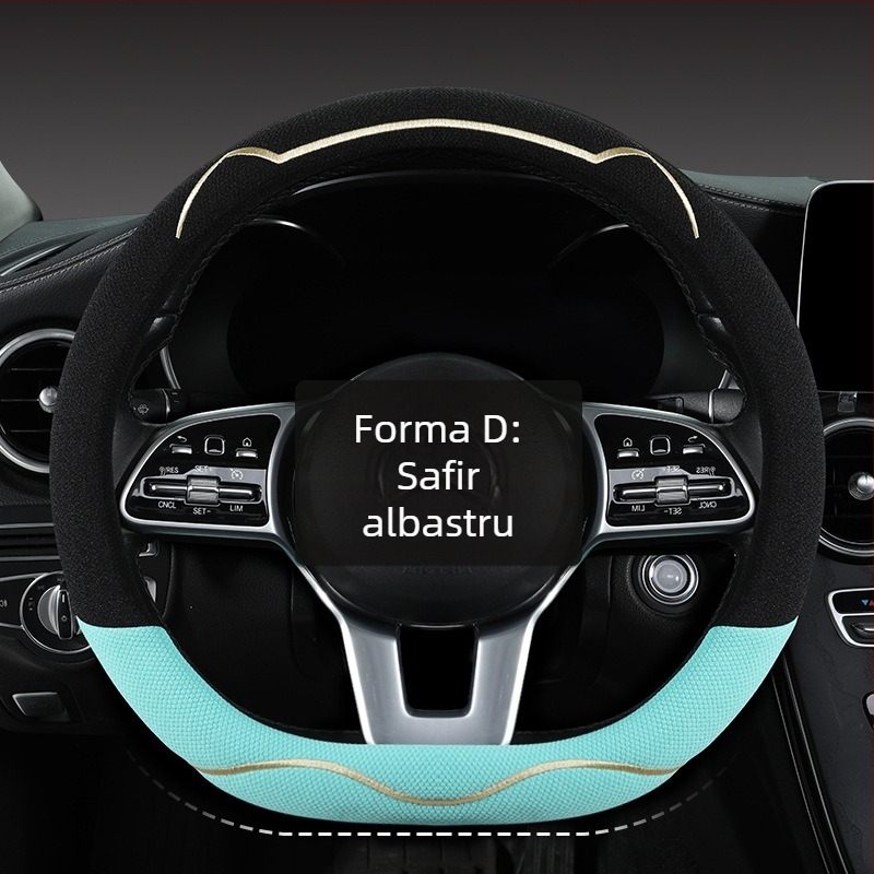 Husă volan auto, material Ice Silk respirabil, design drăguț cu urechi de pisică, montaj universal, pentru toate sezoanele (Brand: Riding Horse; Stil: Cute; Material: Ice Silk; Montaj: Universal)