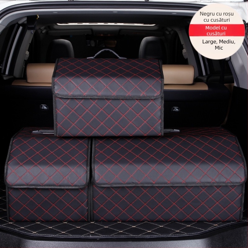 Organizator portbagaj auto – Cutie pliabilă din piele, cu mâner, impermeabilă și rezistentă la presiune