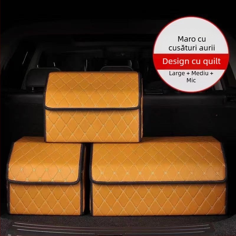 Organizator portbagaj auto – Cutie pliabilă din piele, cu mâner, impermeabilă și rezistentă la presiune