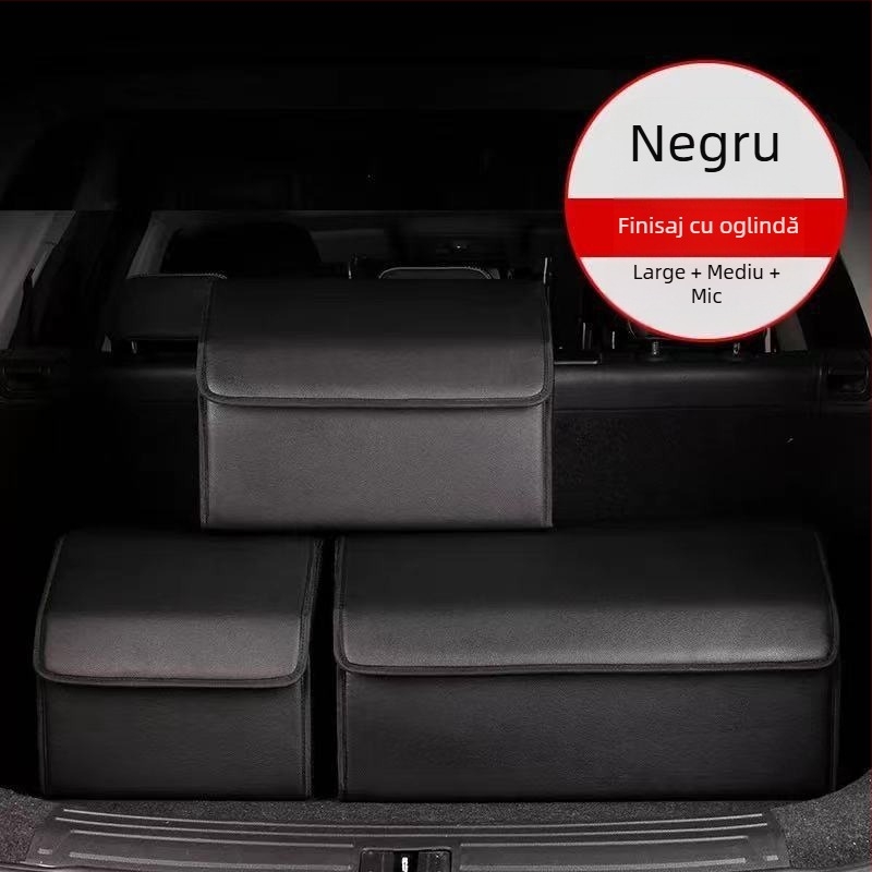 Organizator portbagaj auto – Cutie pliabilă din piele, cu mâner, impermeabilă și rezistentă la presiune
