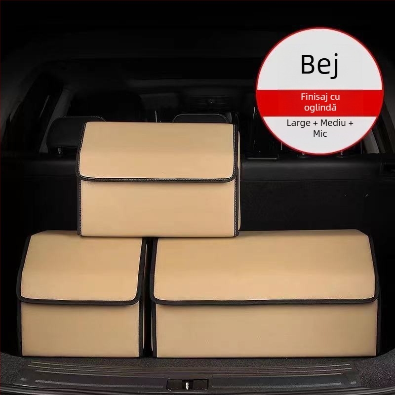 Organizator portbagaj auto – Cutie pliabilă din piele, cu mâner, impermeabilă și rezistentă la presiune