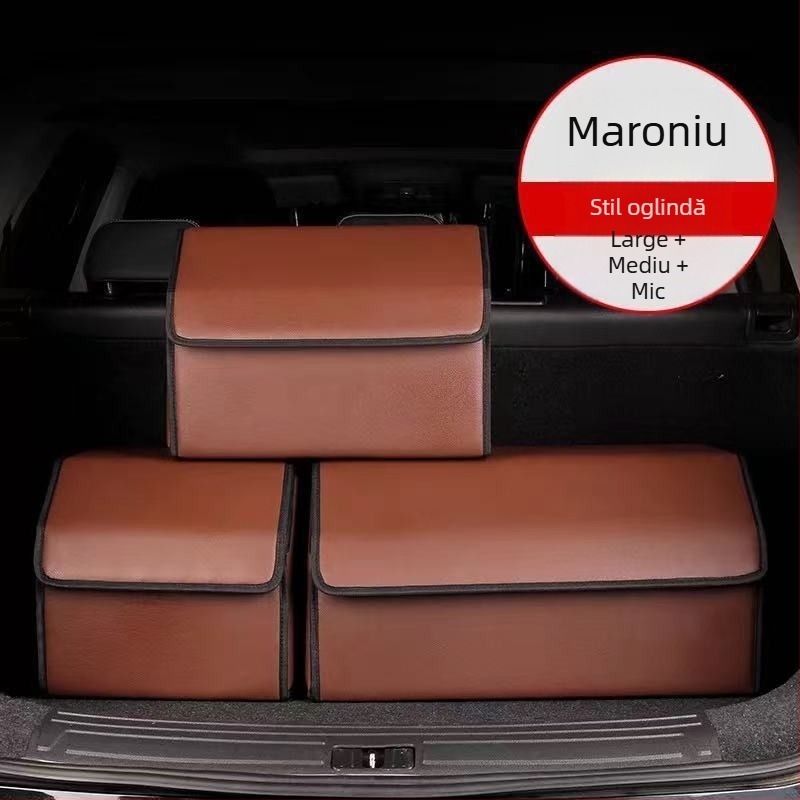 Organizator portbagaj auto – Cutie pliabilă din piele, cu mâner, impermeabilă și rezistentă la presiune