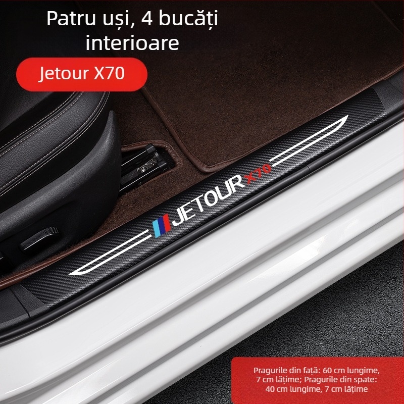 Bandă de prag anti-coliziune pentru pedale Jetto X70, piele cu textură fibră de carbon, procesare personalizată, Di Changed