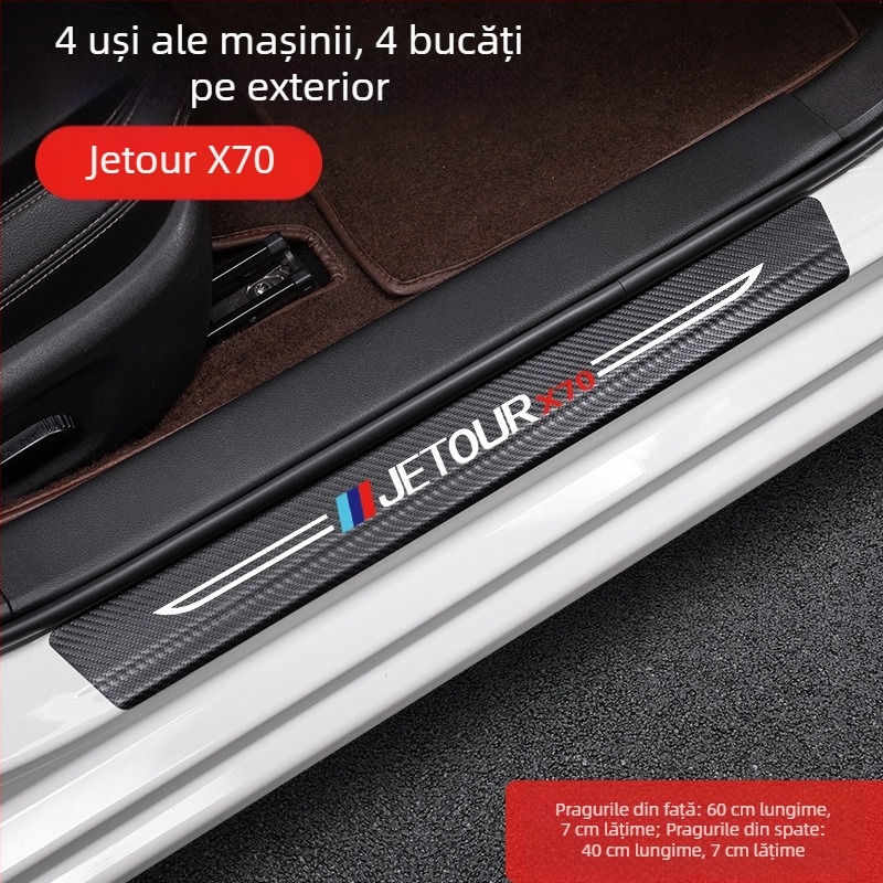 Bandă de prag anti-coliziune pentru pedale Jetto X70, piele cu textură fibră de carbon, procesare personalizată, Di Changed