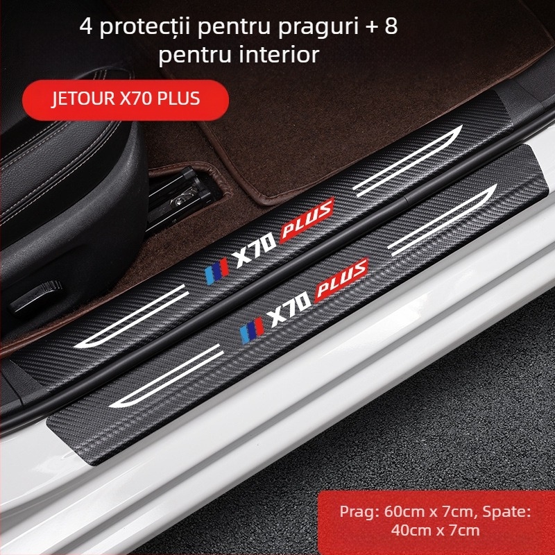 Bandă de prag anti-coliziune pentru pedale Jetto X70, piele cu textură fibră de carbon, procesare personalizată, Di Changed