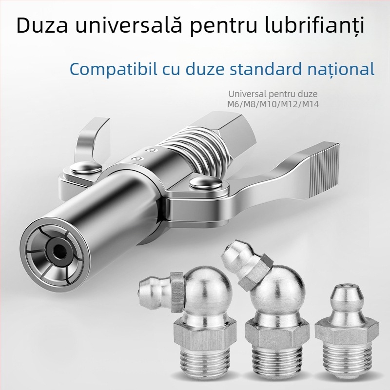 Cap de duză pentru pistol de unt, cu clemă de blocare și duză de ungere la presiune înaltă, model 981, construcție din oțel, presiune de lucru 21, capacitate cilindru 1, greutate netă 128 g