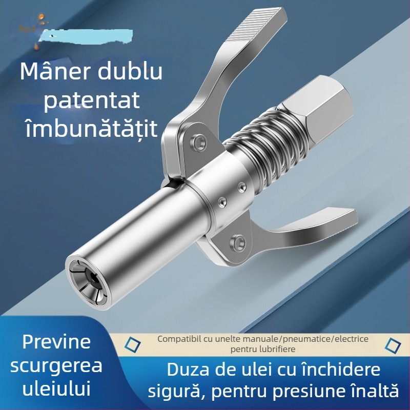 Cap de duză pentru pistol de unt, cu clemă de blocare și duză de ungere la presiune înaltă, model 981, construcție din oțel, presiune de lucru 21, capacitate cilindru 1, greutate netă 128 g
