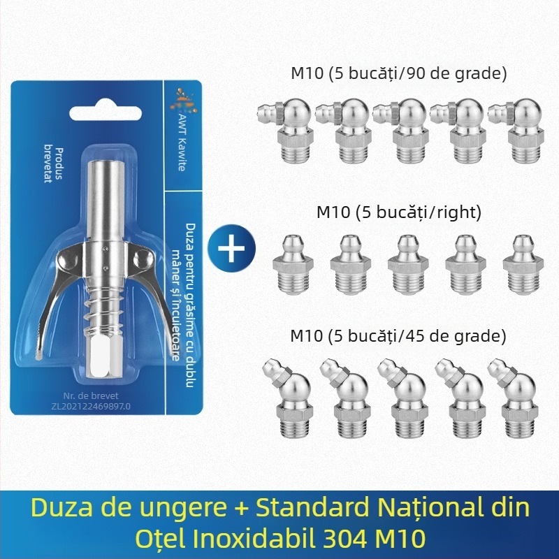 Cap de duză pentru pistol de unt, cu clemă de blocare și duză de ungere la presiune înaltă, model 981, construcție din oțel, presiune de lucru 21, capacitate cilindru 1, greutate netă 128 g