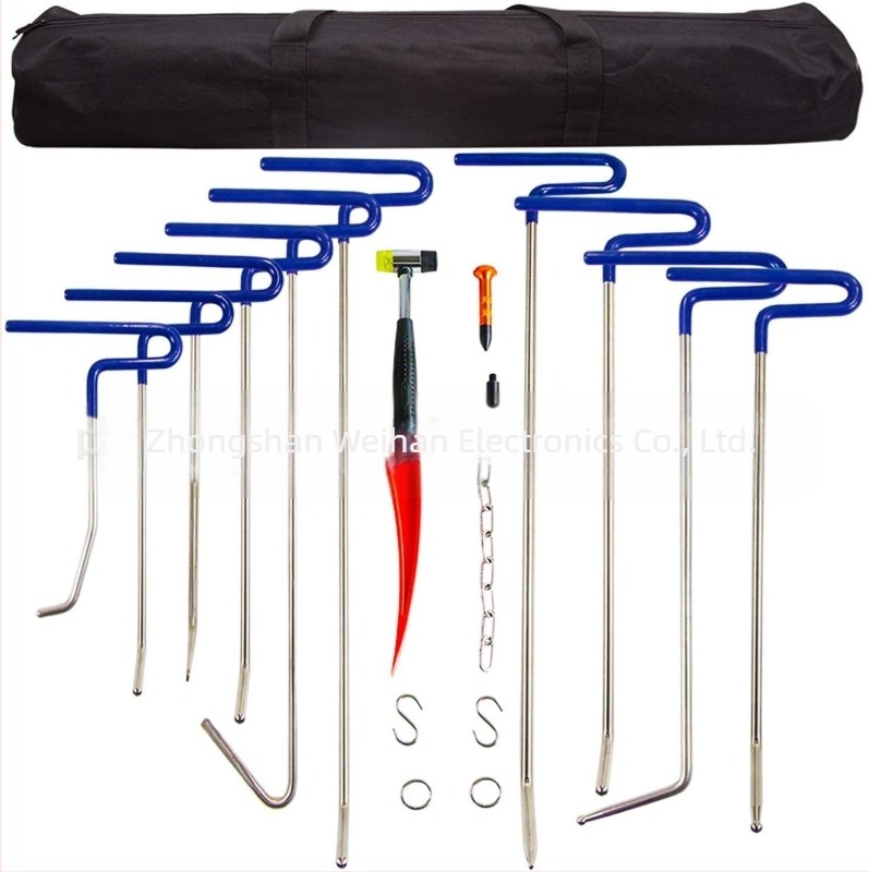 Set de unelte pentru reparații ale deformărilor caroseriei cu cârlige și bară de levier, 20 de piese din oțel aliat