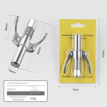 Duza de ungere cu închidere prin clemă, pentru presiune înaltă, din oțel inox, 17000 psi, accesoriu pentru pistol de ungere manual pneumatic