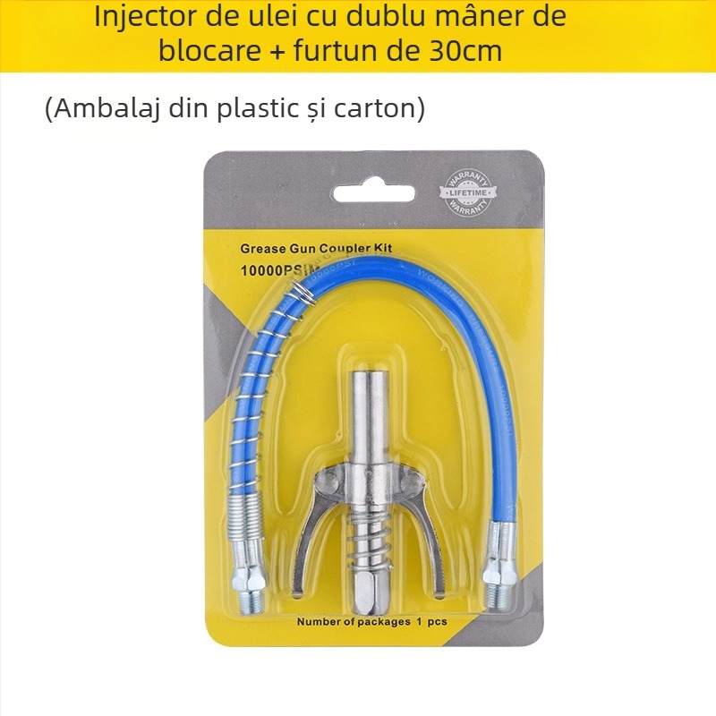 Duza de ungere cu închidere prin clemă, pentru presiune înaltă, din oțel inox, 17000 psi, accesoriu pentru pistol de ungere manual pneumatic