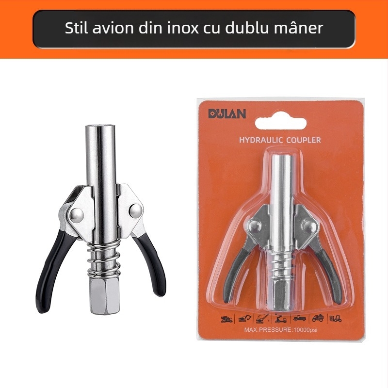 Duza de ungere cu închidere prin clemă, pentru presiune înaltă, din oțel inox, 17000 psi, accesoriu pentru pistol de ungere manual pneumatic
