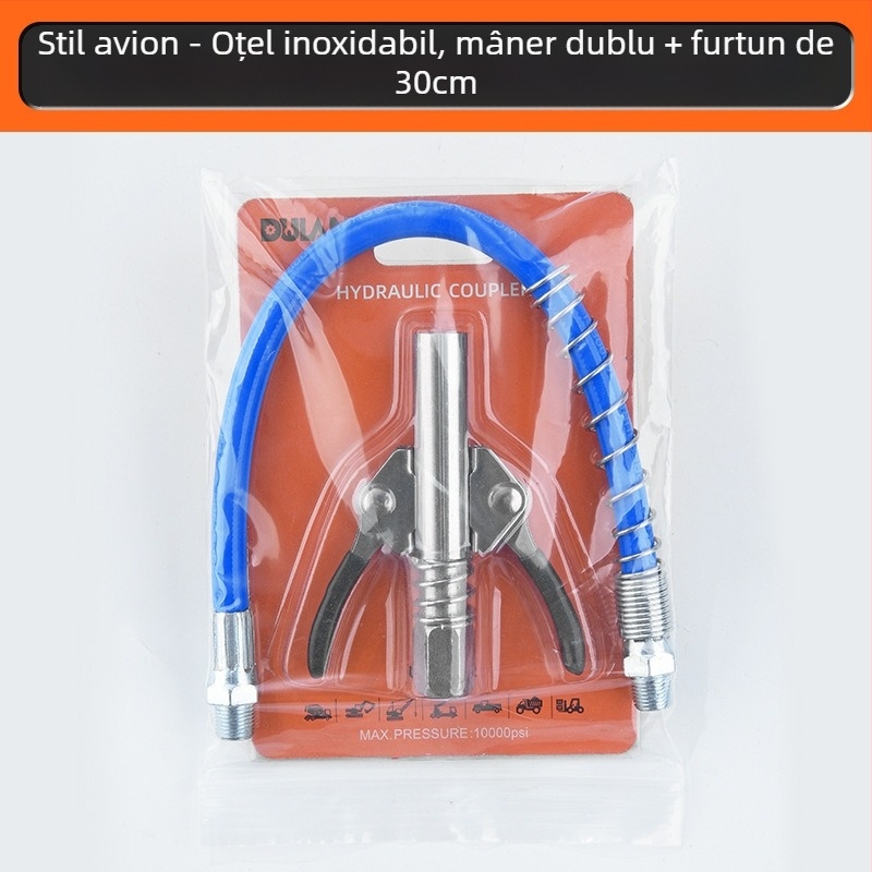 Duza de ungere cu închidere prin clemă, pentru presiune înaltă, din oțel inox, 17000 psi, accesoriu pentru pistol de ungere manual pneumatic