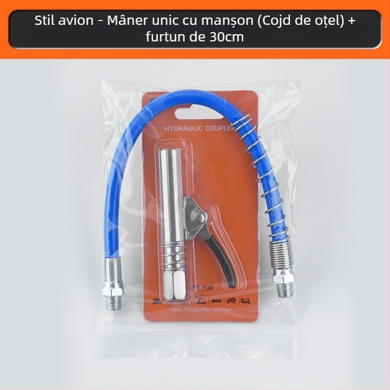 Duza de ungere cu închidere prin clemă, pentru presiune înaltă, din oțel inox, 17000 psi, accesoriu pentru pistol de ungere manual pneumatic