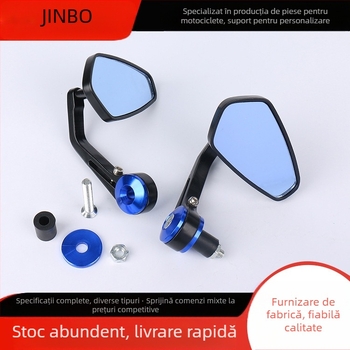 Oglindă pentru ghidon de motocicletă, oglindă pătrată, carcasă din aliaj de aluminiu, compatibilă cu ghidonul de motocicletă
