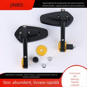 Oglindă pentru ghidon de motocicletă, oglindă pătrată, carcasă din aliaj de aluminiu, compatibilă cu ghidonul de motocicletă