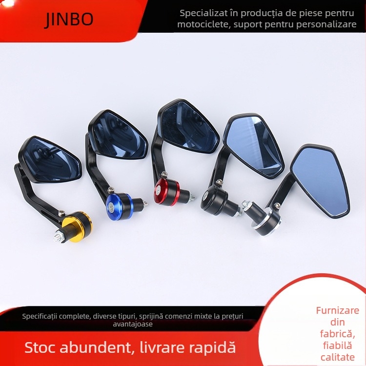 Oglindă pentru ghidon de motocicletă, oglindă pătrată, carcasă din aliaj de aluminiu, compatibilă cu ghidonul de motocicletă