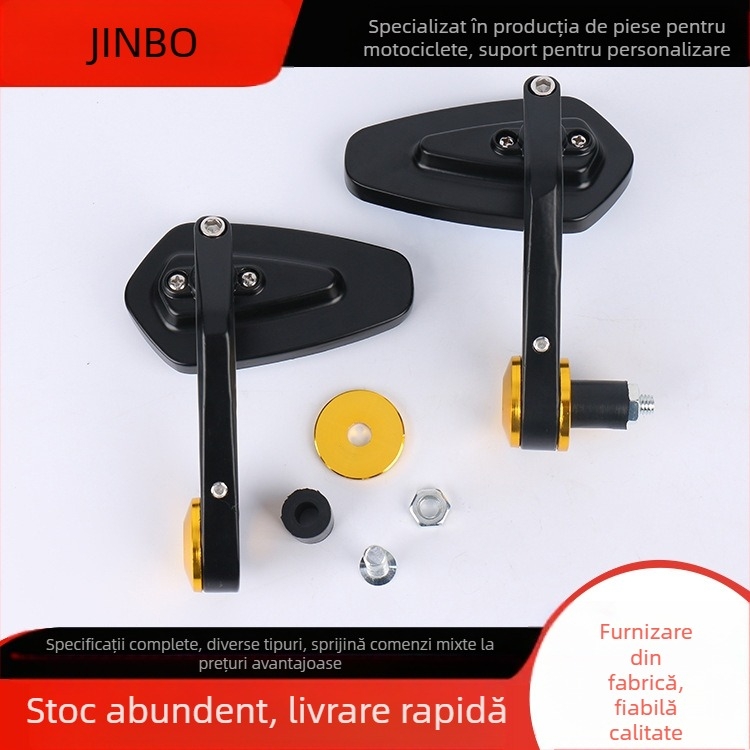 Oglindă pentru ghidon de motocicletă, oglindă pătrată, carcasă din aliaj de aluminiu, compatibilă cu ghidonul de motocicletă