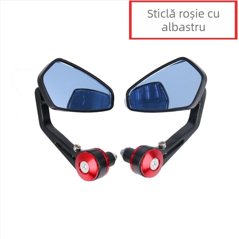 Oglindă pentru ghidon de motocicletă, oglindă pătrată, carcasă din aliaj de aluminiu, compatibilă cu ghidonul de motocicletă