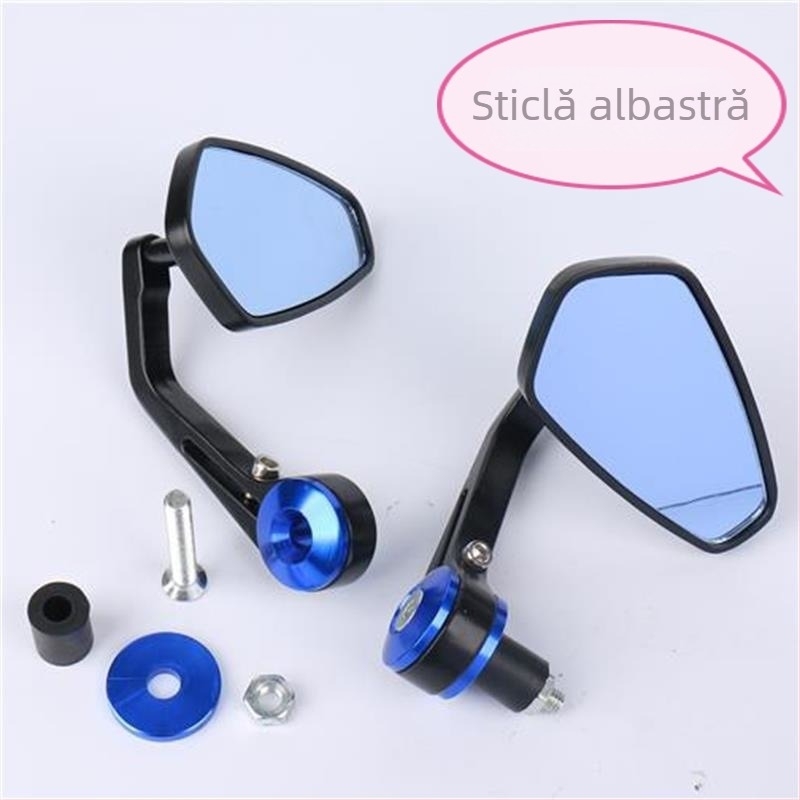 Oglindă pentru ghidon de motocicletă, oglindă pătrată, carcasă din aliaj de aluminiu, compatibilă cu ghidonul de motocicletă