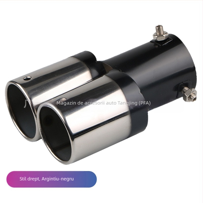 Țeavă de evacuare auto cu silențiu, universală, din oțel inoxidabil, secțiune spate, montaj prin șuruburi, compatibilă cu modele generale