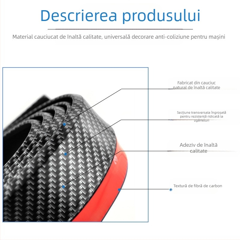 Bandă de cauciuc pentru buza frontală anti-coliziune – potrivire generală, material: cauciuc, model: buza frontală