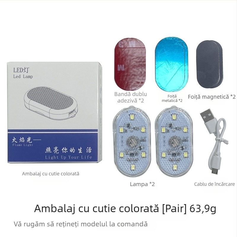 Iluminat pentru plafon și interiorul mașinii cu senzor inductiv, instalare fără cabluri — model zmd-1, putere 3W, tensiune 5V