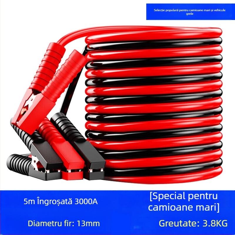 Cablu pornire baterie auto cu conductor din cupru și izolație PVC, lungime 2-5 m, universal