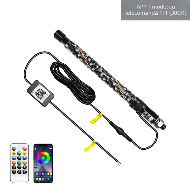 Lumina RGB pentru stâlp de steag în spirală – aliaj de aluminiu, 24W, 12V, 2A