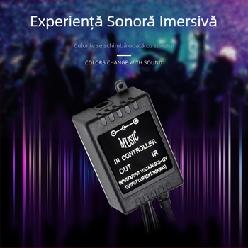 Lumină ambientală LED pentru interiorul mașinii, alimentare USB, 12V, 15W, model Square Foot Light, potrivire universală