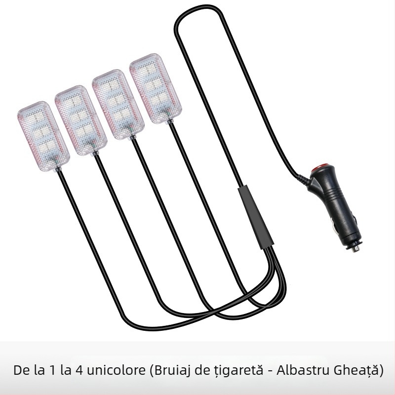 Lumină ambientală LED pentru interiorul mașinii, alimentare USB, 12V, 15W, model Square Foot Light, potrivire universală