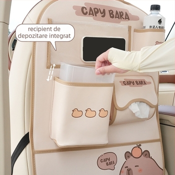Organizator auto din piele, atârnat pentru bancheta din spate, impermeabil