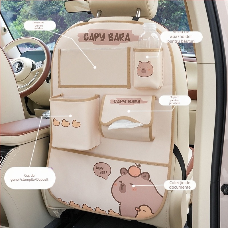 Organizator auto din piele, atârnat pentru bancheta din spate, impermeabil
